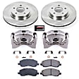 KCOE3032 2-Wheel Set Front Brake Kit With Calipers, Plain Surface 5 Lugs 294 mm Natural Caliper, Ceramic, OE Replacement, Includes (1) Brake Disc and Pad Kit and (2) Brake Caliper