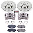 KCOE3032 2-Wheel Set Front Brake Kit With Calipers, Plain Surface 5 Lugs 294 mm Natural Caliper, Ceramic, OE Replacement, Includes (1) Brake Disc and Pad Kit and (2) Brake Caliper