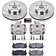 KCOE3053 2-Wheel Set Front Brake Kit With Calipers, Plain Surface 5 Lugs 296 mm Natural Caliper, Ceramic, Z17 OE Replacement, Includes (1) Brake Disc and Pad Kit and (2) Brake Caliper