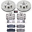 KCOE3053 2-Wheel Set Front Brake Kit With Calipers, Plain Surface 5 Lugs 296 mm Natural Caliper, Ceramic, Z17 OE Replacement, Includes (1) Brake Disc and Pad Kit and (2) Brake Caliper