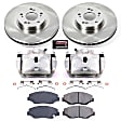 KCOE3055 2-Wheel Set Front Brake Kit With Calipers, Plain Surface 5 Lugs 300 mm Natural Caliper, Ceramic, Z17 OE Replacement, Includes (1) Brake Disc and Pad Kit and (2) Brake Caliper
