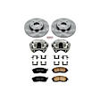 KCOE3140 2-Wheel Set Front Brake Kit With Calipers, Plain Surface 5 Lugs 296 mm Natural Caliper, Ceramic, Z17 OE Replacement, Includes (1) Brake Disc and Pad Kit and (2) Brake Caliper