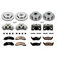 KCOE3166 2-Wheel Set Front and Rear Brake Kit With Calipers, Plain Surface 6 Lugs 350 mm and 348 mm Natural Caliper, Ceramic, Z17 OE Replacement, Includes (2) Brake Disc and Pad Kit and (4) Brake Caliper