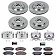 KCOE4014 2-Wheel Set Front and Rear Brake Kit With Calipers, Plain Surface 6 Lugs 319 mm Natural Caliper, Ceramic, Z17 OE Replacement, Includes (2) Brake Disc and Pad Kit and (4) Brake Caliper