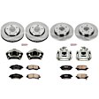 KCOE4015 4-Wheel Set Front and Rear Brake Kit With Calipers, Plain Surface 5 Lugs 302 mm Natural Caliper, Ceramic, OE Replacement, Includes (2) Brake Disc and Pad Kit and (4) Brake Caliper