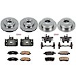 KCOE4017A 2-Wheel Set Front and Rear Brake Kit With Calipers, Plain Surface 5 Lugs 261.9 mm Natural Caliper, Ceramic, Z17 OE Replacement, Includes (2) Brake Disc and Pad Kit and (4) Brake Caliper