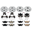 KCOE4025 2-Wheel Set Front and Rear Brake Kit With Calipers, Plain Surface 5 Lugs 302 mm Natural Caliper, Ceramic, Z17 OE Replacement, Includes (2) Brake Disc and Pad Kit and (4) Brake Caliper