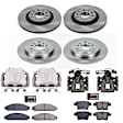 KCOE4039 2-Wheel Set Front and Rear Brake Kit With Calipers, Plain Surface 5 Lugs 315 mm Natural Caliper, Ceramic, Z17 OE Replacement, Includes (2) Brake Disc and Pad Kit and (4) Brake Caliper