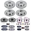 KCOE4100C 2-Wheel Set Front and Rear Brake Kit With Calipers, Plain Surface 5 Lugs 275 mm Natural Caliper, Ceramic, Z17 OE Replacement, Includes (2) Brake Disc and Pad Kit and (4) Brake Caliper