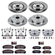 KCOE4129 2-Wheel Set Front and Rear Brake Kit With Calipers, Plain Surface 5 Lugs 309 mm Natural Caliper, Ceramic, Z17 OE Replacement, Includes (2) Brake Disc and Pad Kit and (4) Brake Caliper