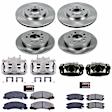 KCOE4377 2-Wheel Set Front and Rear Brake Kit With Calipers, Plain Surface 5 Lugs 278 mm Natural Caliper, Ceramic, Z17 OE Replacement, Includes (2) Brake Disc and Pad Kit and (4) Brake Caliper