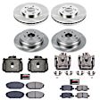 KCOE4459 2-Wheel Set Front and Rear Brake Kit With Calipers, Plain Surface 5 Lugs 299.9 mm Natural Caliper, Ceramic, Z17 OE Replacement, Includes (2) Brake Disc and Pad Kit and (4) Brake Caliper