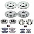 KCOE4477 2-Wheel Set Front and Rear Brake Kit With Calipers, Plain Surface 5 Lugs 308 mm Natural Caliper, Ceramic, Z17 OE Replacement, Includes (2) Brake Disc and Pad Kit and (4) Brake Caliper