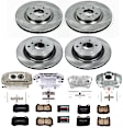 KCOE4488A 4-Wheel Set Front and Rear Brake Kit With Calipers, Plain Surface 5 Lugs 322 mm Natural, Ceramic, Z17 OE Replacement, Includes (2) Brake Disc and Pad Kits; (4) Brake Calipers