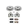 KCOE4569 2-Wheel Set Rear Brake Kit With Calipers, Plain Surface 5 Lugs 305 mm Natural Caliper, Ceramic, OE Replacement, Includes (1) Brake Disc and Pad Kit and (2) Brake Caliper