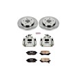 KCOE4569 2-Wheel Set Rear Brake Kit With Calipers, Plain Surface 5 Lugs 305 mm Natural Caliper, Ceramic, OE Replacement, Includes (1) Brake Disc and Pad Kit and (2) Brake Caliper