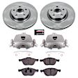 KCOE4575B 2-Wheel Set Front Brake Kit With Calipers, Plain Surface 5 Lugs 300 mm Natural Caliper, Ceramic, Z17 OE Replacement, Includes (1) Brake Disc and Pad Kit and (2) Brake Caliper