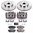 KCOE4603 2-Wheel Set Front Brake Kit With Calipers, Plain Surface 5 Lugs 315 mm Natural Caliper, Ceramic, Z17 OE Replacement, Includes (1) Brake Disc and Pad Kit and (2) Brake Caliper