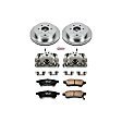 KCOE4621 2-Wheel Set Rear Brake Kit With Calipers, Plain Surface 6 Lugs 285.5 mm Natural Caliper, Ceramic, Z17 OE Replacement, Includes (1) Brake Disc and Pad Kit and (2) Brake Caliper