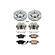 KCOE4623 2-Wheel Set Front Brake Kit With Calipers, Plain Surface 5 Lugs 288 mm Natural Caliper, Ceramic, Z17 OE Replacement, Includes (1) Brake Disc and Pad Kit and (2) Brake Caliper