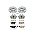 KCOE4623 2-Wheel Set Front Brake Kit With Calipers, Plain Surface 5 Lugs 288 mm Natural Caliper, Ceramic, Z17 OE Replacement, Includes (1) Brake Disc and Pad Kit and (2) Brake Caliper