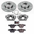 KCOE4677 2-Wheel Set Front Brake Kit With Calipers, Plain Surface 5 Lugs 312 mm Natural Caliper, Ceramic, Z17 OE Replacement, Includes (1) Brake Disc and Pad Kit and (2) Brake Caliper