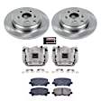 KCOE4685A 2-Wheel Set Rear Brake Kit With Calipers, Plain Surface 5 Lugs 334 mm Natural Caliper, Ceramic, Z17 OE Replacement, Includes (1) Brake Disc and Pad Kit and (2) Brake Caliper