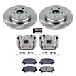 KCOE4685A 2-Wheel Set Rear Brake Kit With Calipers, Plain Surface 5 Lugs 334 mm Natural Caliper, Ceramic, Z17 OE Replacement, Includes (1) Brake Disc and Pad Kit and (2) Brake Caliper