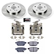 KCOE4737 2-Wheel Set Rear Brake Kit With Calipers, Plain Surface 5 Lugs 279 mm Natural Caliper, Ceramic, Z17 OE Replacement, Includes (2) Brake Caliper and (1) Brake Disc and Pad Kit