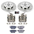 KCOE4737 2-Wheel Set Rear Brake Kit With Calipers, Plain Surface 5 Lugs 279 mm Natural Caliper, Ceramic, Z17 OE Replacement, Includes (2) Brake Caliper and (1) Brake Disc and Pad Kit