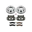 KCOE5089 2-Wheel Set Front Brake Kit With Calipers, Plain Surface 8 Lugs 330 mm Natural Caliper, Ceramic, 4WD, Z17 OE Replacement, Includes (1) Brake Disc and Pad Kit and (2) Brake Caliper