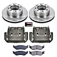 KCOE5185 2-Wheel Set Front Brake Kit With Calipers, Plain Surface 8 Lugs 369 mm Natural Caliper, Ceramic, Z17 OE Replacement, Includes (1) Brake Disc and Pad Kit and (2) Brake Caliper