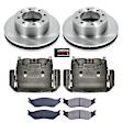 KCOE5185 2-Wheel Set Front Brake Kit With Calipers, Plain Surface 8 Lugs 369 mm Natural Caliper, Ceramic, Z17 OE Replacement, Includes (1) Brake Disc and Pad Kit and (2) Brake Caliper