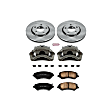 KCOE5244 2-Wheel Set Front Brake Kit With Calipers, Plain Surface 5 Lugs 280 mm Natural Caliper, Ceramic, Z17 OE Replacement, Includes (1) Brake Disc and Pad Kit and (2) Brake Caliper