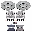 KCOE5250 2-Wheel Set Front Brake Kit With Calipers, Plain Surface 5 Lugs 293.8 mm Natural Caliper, Ceramic, Z17 OE Replacement, Includes (1) Brake Disc and Pad Kit and (2) Brake Caliper