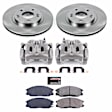 KCOE5250 2-Wheel Set Front Brake Kit With Calipers, Plain Surface 5 Lugs 293.8 mm Natural Caliper, Ceramic, Z17 OE Replacement, Includes (1) Brake Disc and Pad Kit and (2) Brake Caliper