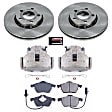 KCOE528 2-Wheel Set Front Brake Kit With Calipers, Plain Surface 5 Lugs 288 mm Natural Caliper, Ceramic, Z17 OE Replacement, Includes (1) Brake Disc and Pad Kit and (2) Brake Caliper