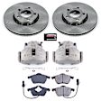 KCOE528 2-Wheel Set Front Brake Kit With Calipers, Plain Surface 5 Lugs 288 mm Natural Caliper, Ceramic, Z17 OE Replacement, Includes (1) Brake Disc and Pad Kit and (2) Brake Caliper
