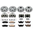 KCOE5335 2-Wheel Set Front and Rear Brake Kit With Calipers, Plain Surface 6 Lugs 330 mm Natural Caliper, Ceramic, Z17 OE Replacement, Includes (2) Brake Disc and Pad Kit and (4) Brake Caliper