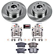 KCOE5368A 2-Wheel Set Rear Brake Kit With Calipers, Plain Surface 5 Lugs 281.6 mm Natural Caliper, Ceramic, Z17 OE Replacement, Includes (1) Brake Disc and Pad Kit and (2) Brake Caliper