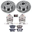KCOE5368A 2-Wheel Set Rear Brake Kit With Calipers, Plain Surface 5 Lugs 281.6 mm Natural Caliper, Ceramic, Z17 OE Replacement, Includes (1) Brake Disc and Pad Kit and (2) Brake Caliper