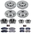 KCOE5369 2-Wheel Set Front and Rear Brake Kit With Calipers, Plain Surface 5 Lugs 330 mm Natural Caliper, Ceramic, Z17 OE Replacement, Includes (2) Brake Disc and Pad Kit and (4) Brake Caliper