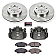 KCOE5382 2-Wheel Set Front Brake Kit With Calipers, Plain Surface 4 Lugs 262 mm Natural Caliper, Ceramic, Z17 OE Replacement, Includes (1) Brake Disc and Pad Kit and (2) Brake Caliper