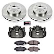 KCOE5382 2-Wheel Set Front Brake Kit With Calipers, Plain Surface 4 Lugs 262 mm Natural Caliper, Ceramic, Z17 OE Replacement, Includes (1) Brake Disc and Pad Kit and (2) Brake Caliper