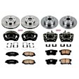 2007 Honda Element - Front and Rear Brake Kit With Calipers, Natural Finish, Plain Surface, 5 Lugs, Front-282 mm/Rear-282 mm, Ceramic, Natural, Z17 OE Replacement