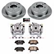 KCOE5395 2-Wheel Set Rear Brake Kit With Calipers, Plain Surface 5 Lugs 262 mm Natural Caliper, Ceramic, Z17 OE Replacement, Includes (1) Brake Disc and Pad Kit and (2) Brake Caliper