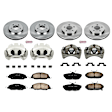 KCOE5450 2-Wheel Set Front and Rear Brake Kit With Calipers, Plain Surface 5 Lugs 300 mm Natural Caliper, Ceramic, Z17 OE Replacement, Includes (2) Brake Disc and Pad Kit and (4) Brake Caliper