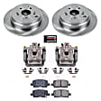KCOE5502 2-Wheel Set Rear Brake Kit With Calipers, Plain Surface 5 Lugs 313 mm Natural Caliper, Ceramic, Z17 OE Replacement, Includes (1) Brake Disc and Pad Kit and (2) Brake Caliper