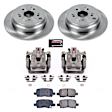 KCOE5502 2-Wheel Set Rear Brake Kit With Calipers, Plain Surface 5 Lugs 313 mm Natural Caliper, Ceramic, Z17 OE Replacement, Includes (1) Brake Disc and Pad Kit and (2) Brake Caliper