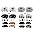KCOE5504 2-Wheel Set Front and Rear Brake Kit With Calipers, Plain Surface 5 Lugs 270 mm Natural Caliper, Ceramic, Z17 OE Replacement, Includes (2) Brake Disc and Pad Kit and (4) Brake Caliper